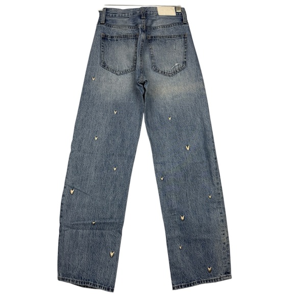 Anthropologie Pistola Lexi Heart Embroidered Straight Jeans - Picture 4 of 7